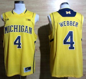 Maillot De Basket NCAA Michigan Wolverines Chirs Webber 4 Basketball Authentique Jaune
